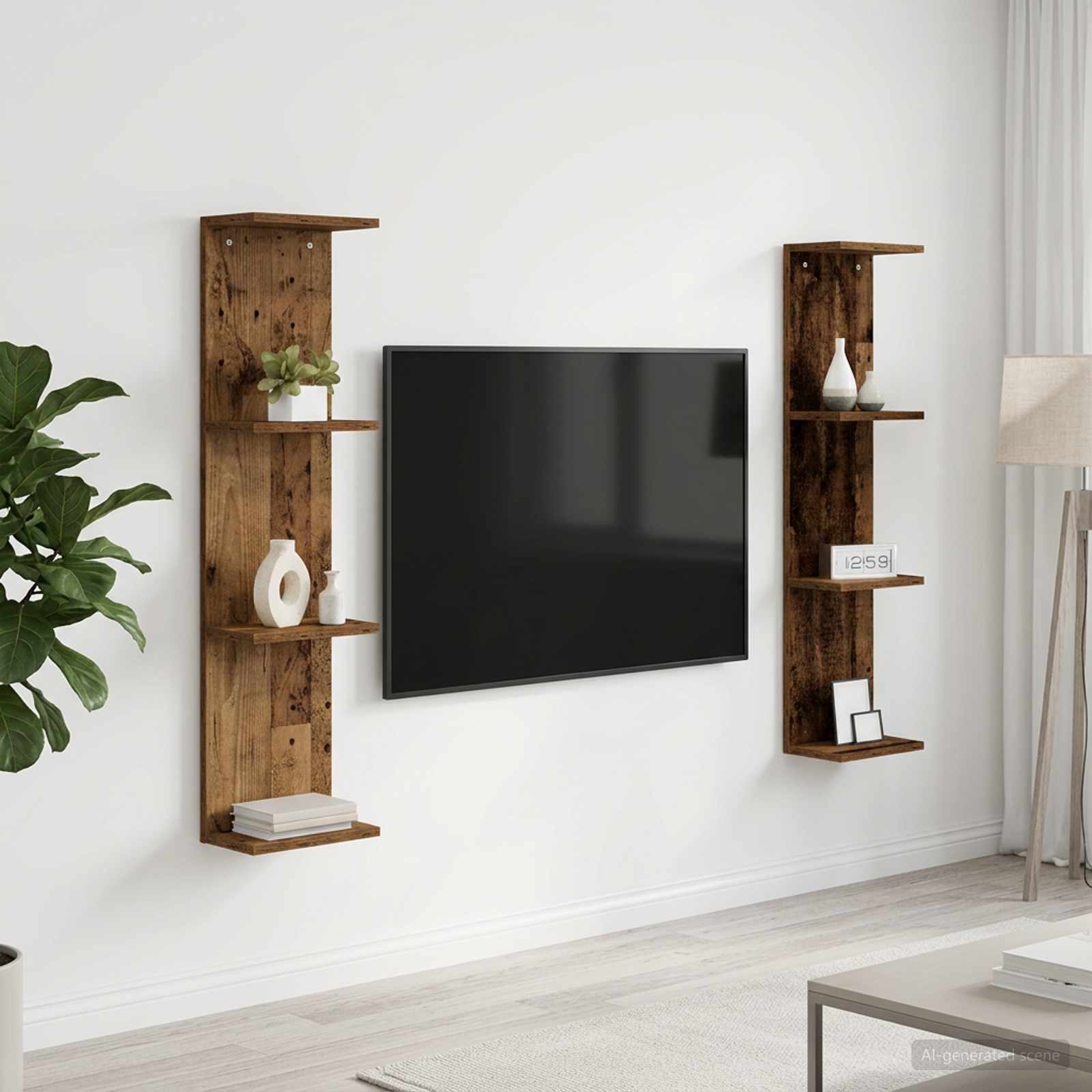 Nástěnná Polička 2 Pcs Staré Dřevo 25 X 15 X 100 Cm