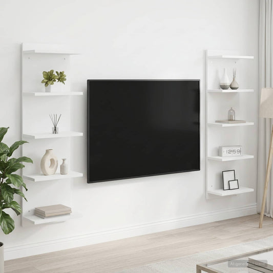 Nástěnná Polička 2 Pcs Bílá 30 X 15 X 100 Cm Kompozitní Dřevo