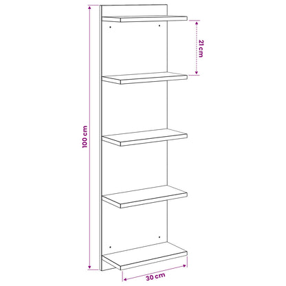 Nástěnná Polička 2 Pcs Bílá 30 X 15 X 100 Cm Kompozitní Dřevo