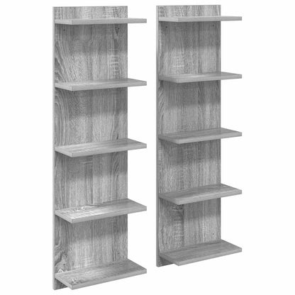 Nástěnná Polička 2 Pcs Šedý Sonoma 30 X 15 X 100 Cm