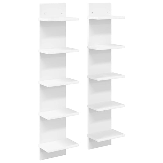 Nástěnná Polička 2 Pcs Bílá 22 X 15 X 100 Cm Kompozitní Dřevo
