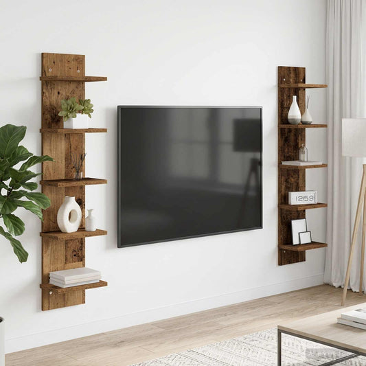 Nástěnná Polička 2 Pcs Staré Dřevo 22 X 15 X 100 Cm