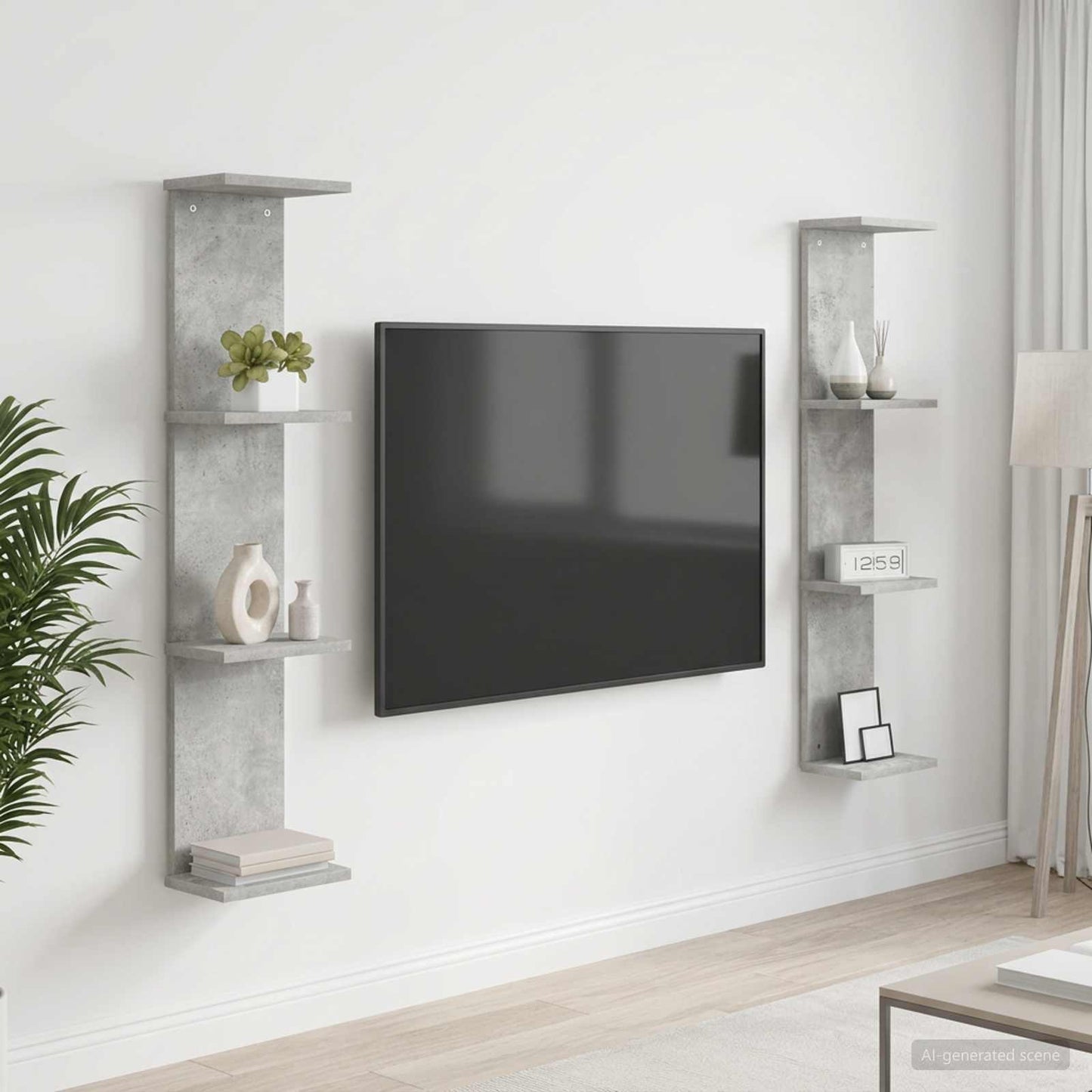 Nástěnná Polička 2 Pcs Betonově Šedá 22 X 15 X 100 Cm