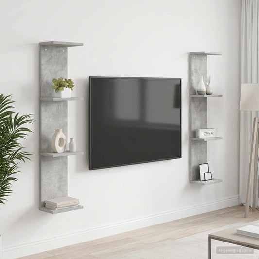 Nástěnná Polička 2 Pcs Betonově Šedá 22 X 15 X 100 Cm