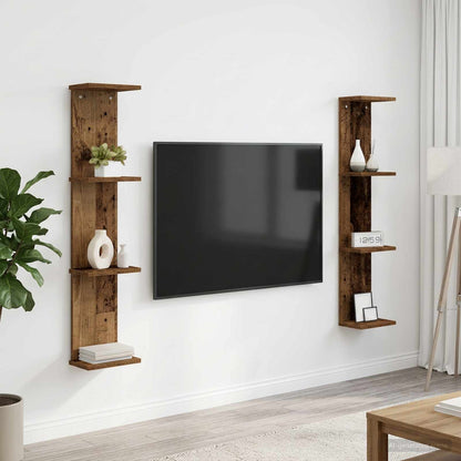 Nástěnná Polička 2 Pcs Staré Dřevo 22 X 15 X 100 Cm