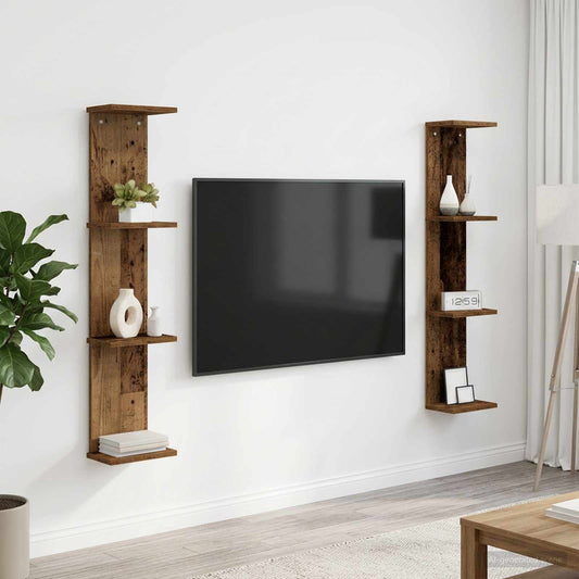 Nástěnná Polička 2 Pcs Staré Dřevo 22 X 15 X 100 Cm