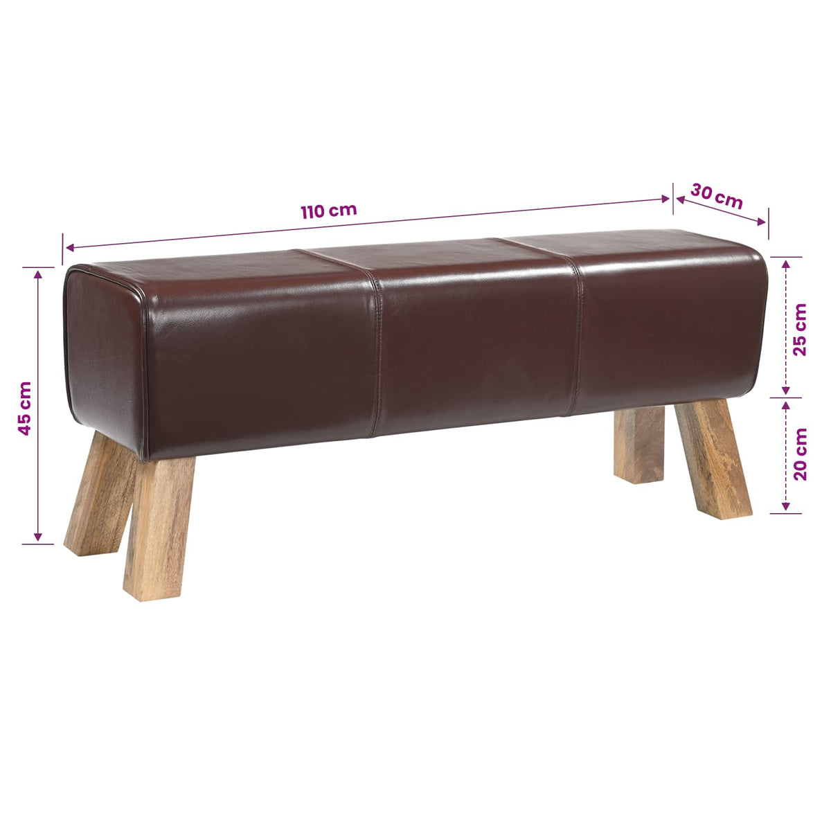 Lavice 110 X 30 X 45 Cm Pravá Kůže