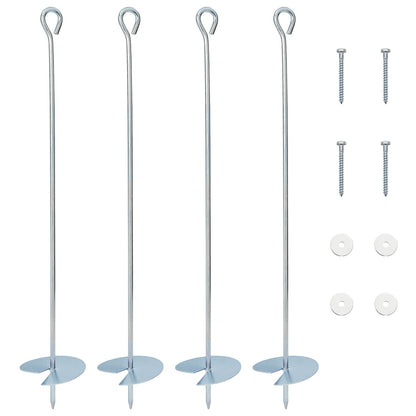 Zemní Kotva 4 Pcs Stříbrná Ø10 X 60 Cm Pozinkovaný Kov