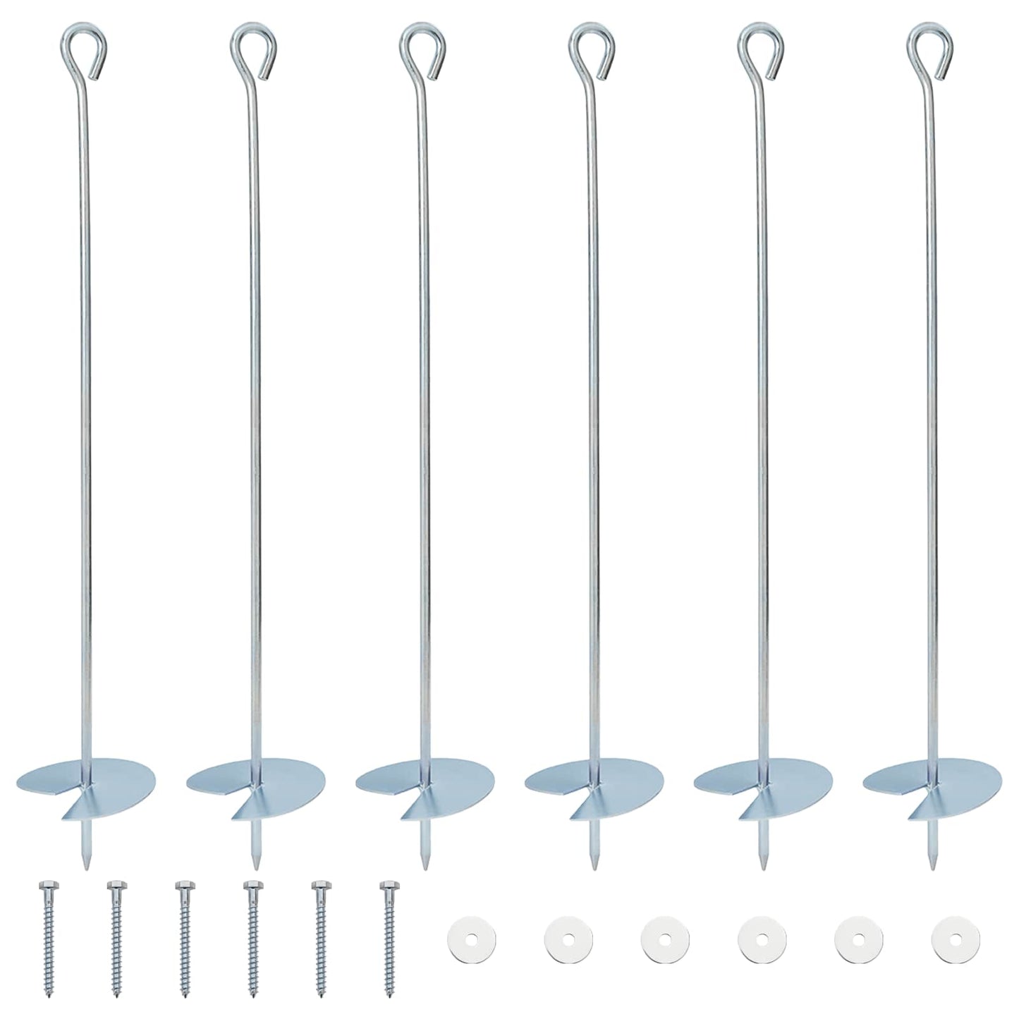 Zemní Kotva 6 Pcs Stříbrná Ø10 X 60 Cm Pozinkovaný Kov