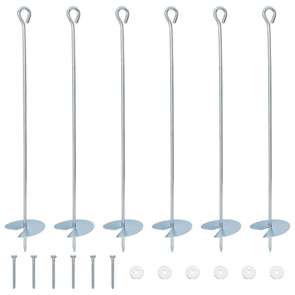Zemní Kotva 6 Pcs Stříbrná Ø10 X 60 Cm Pozinkovaný Kov