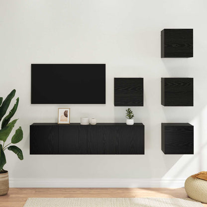 Sestava Tv Skříněk 6 Ks Černý Dub Kompozitní Dřevo