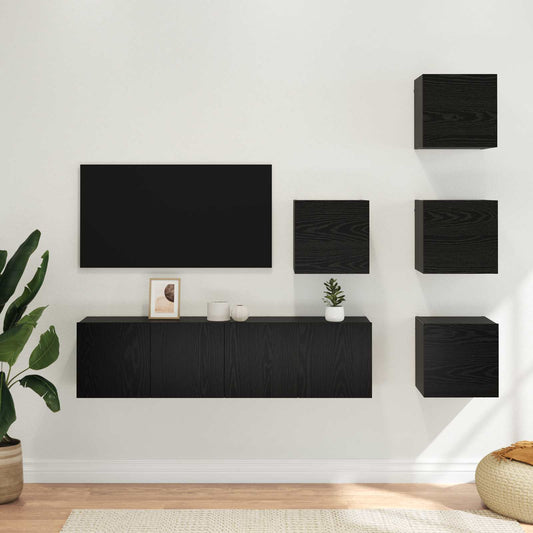 Sestava Tv Skříněk 6 Ks Černý Dub Kompozitní Dřevo