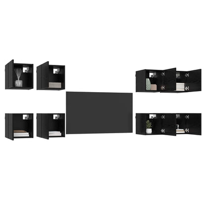 Nástěnný Tv Kabinet 8 Ks Černý Dub Kompozitní Dřevo
