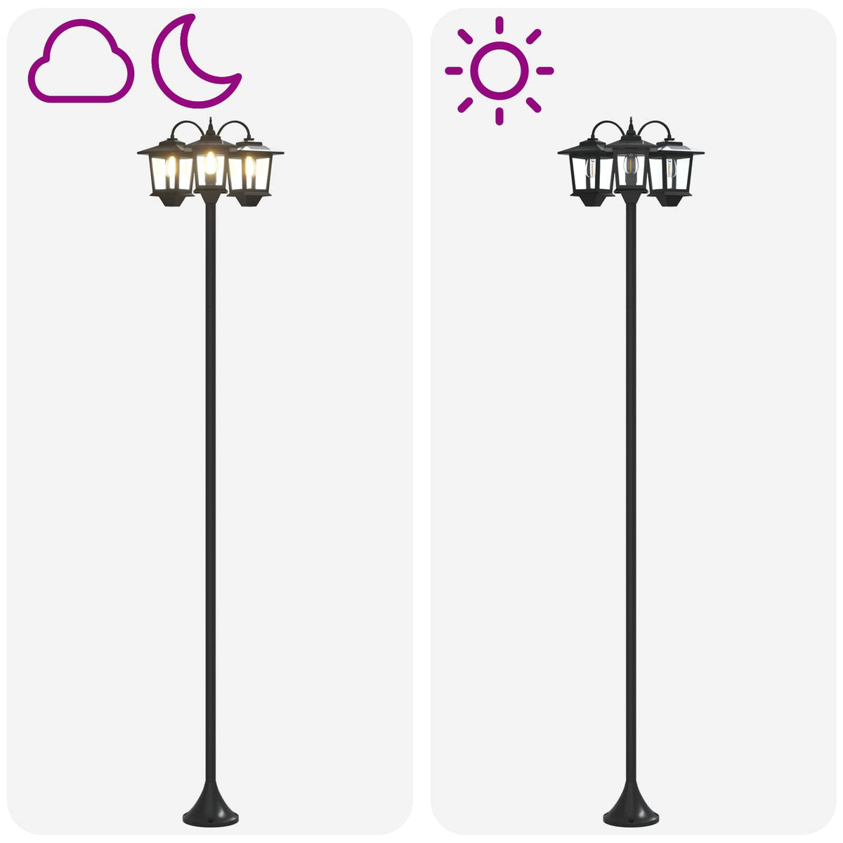 Lampa Se 3 Hlavami Černá 16 X 16 X 187 Cm Hliník A Abs