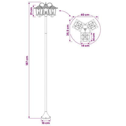 Lampa Se 3 Hlavami Černá 16 X 16 X 187 Cm Hliník A Abs
