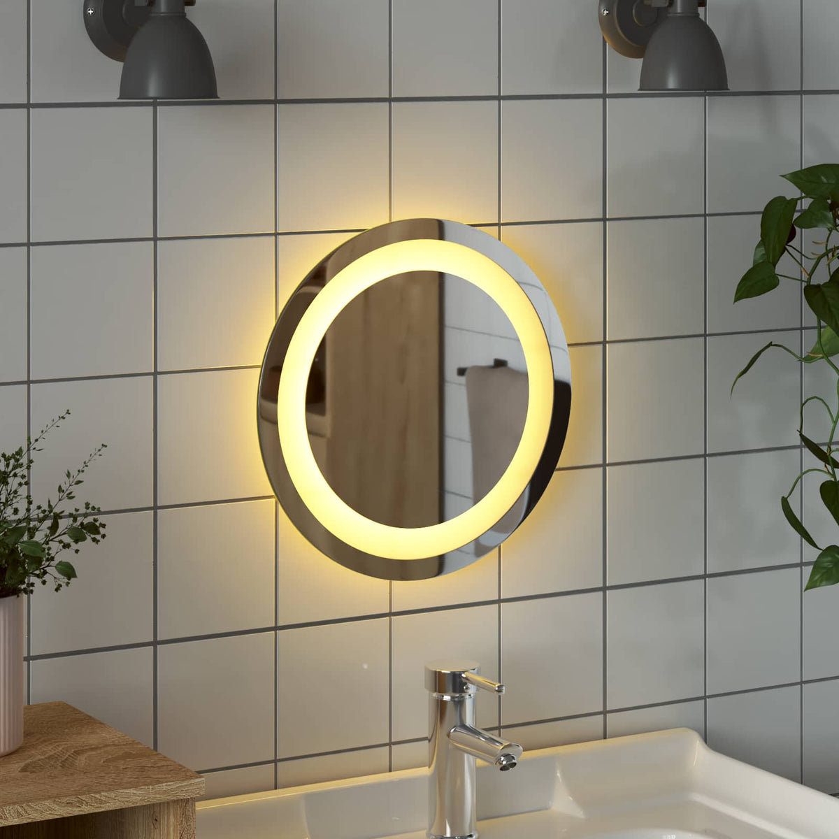 Led Koupelnové Zrcadlo Transparentní Ø 30 Cm Tvrzené Sklo