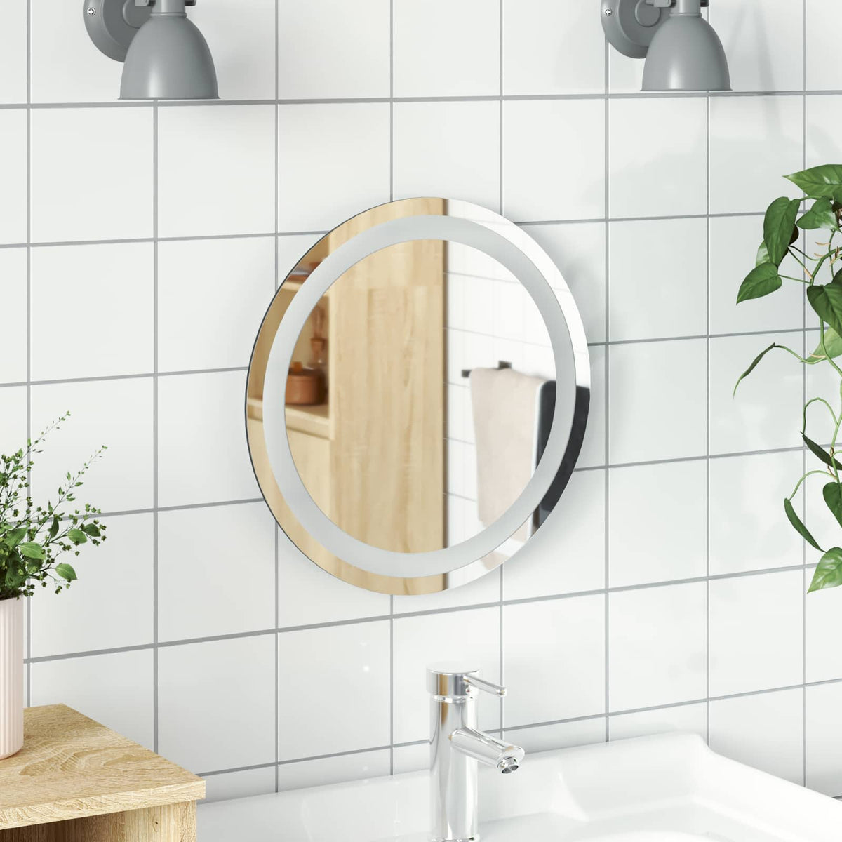 Led Koupelnové Zrcadlo Transparentní Ø 30 Cm Tvrzené Sklo