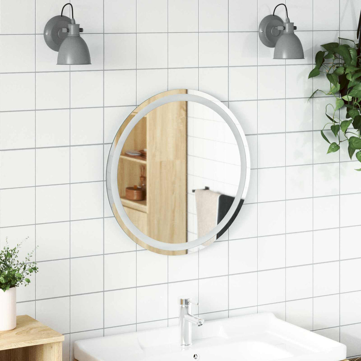 Led Koupelnové Zrcadlo Transparentní Ø 30 Cm Tvrzené Sklo