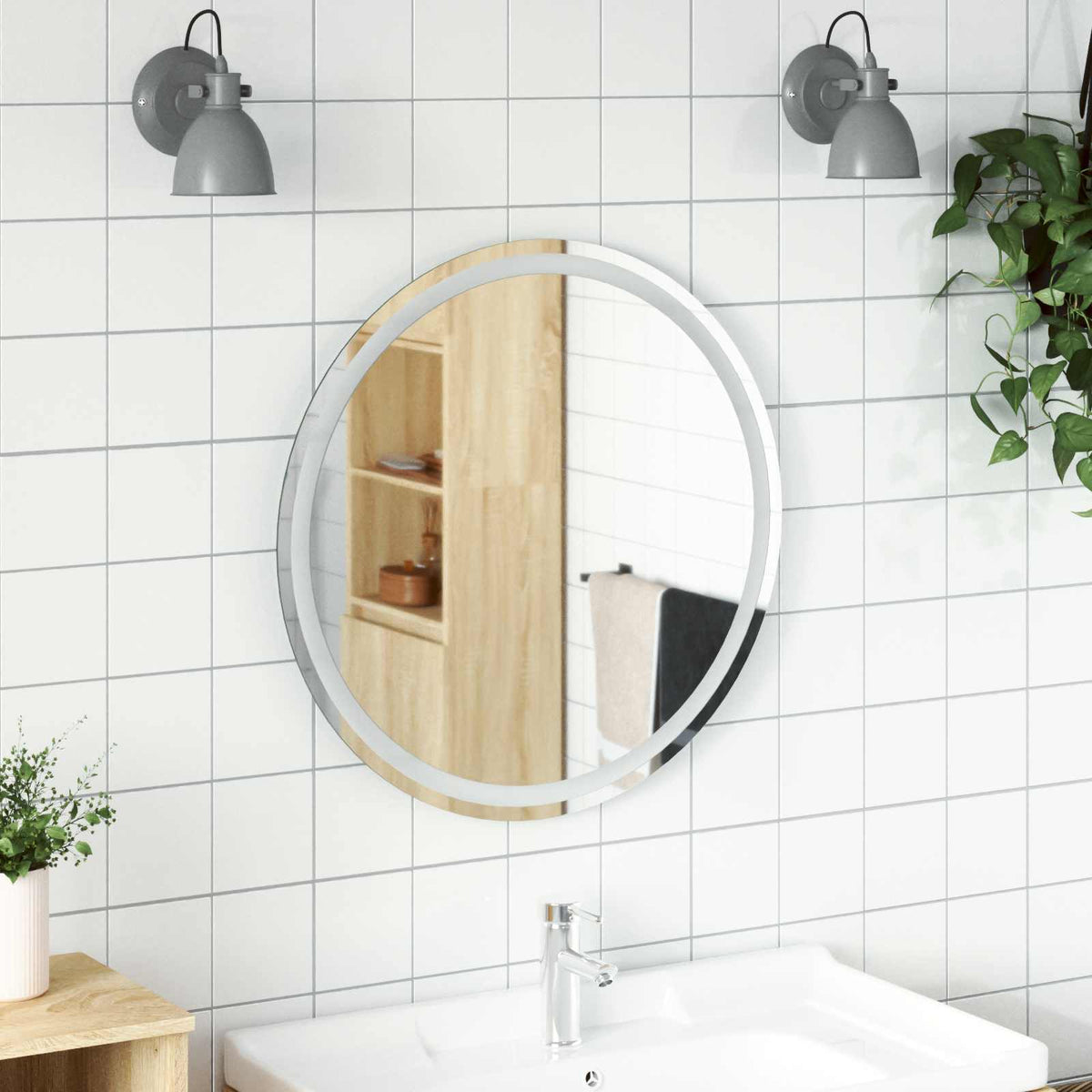 Led Koupelnové Zrcadlo Transparentní Ø 30 Cm Tvrzené Sklo