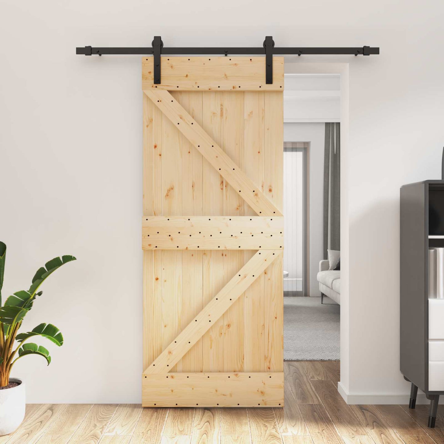 Posuvné Dveře Přirozená A Černá 85 X 210 Cm