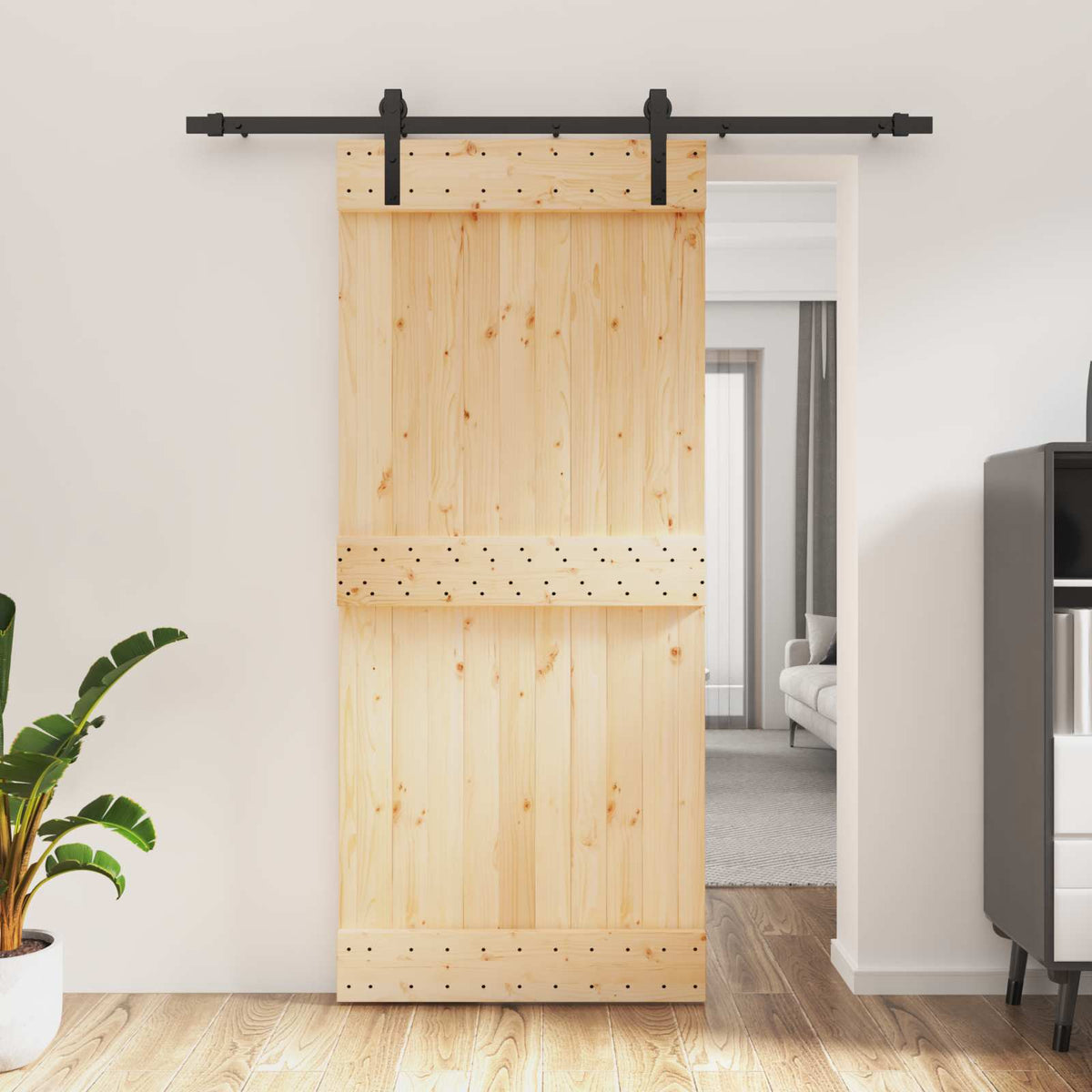Posuvné Dveře Přirozená A Černá 90 X 210 Cm