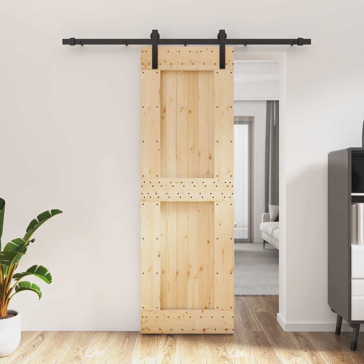 Posuvné Dveře Přirozená A Černá 70 X 210 Cm