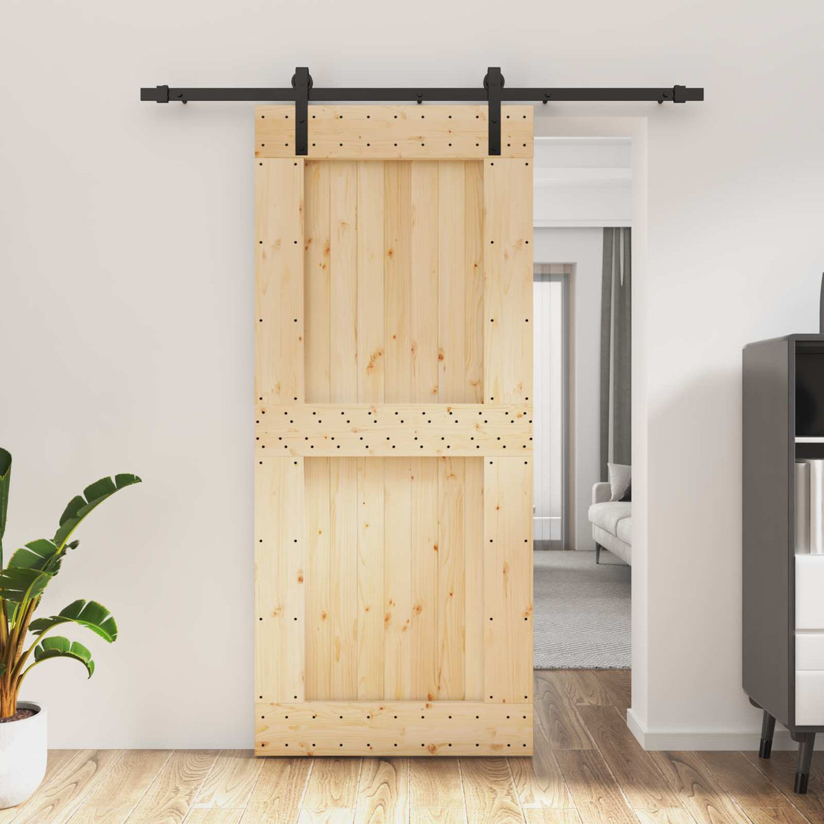 Posuvné Dveře Přirozená A Černá 90 X 210 Cm