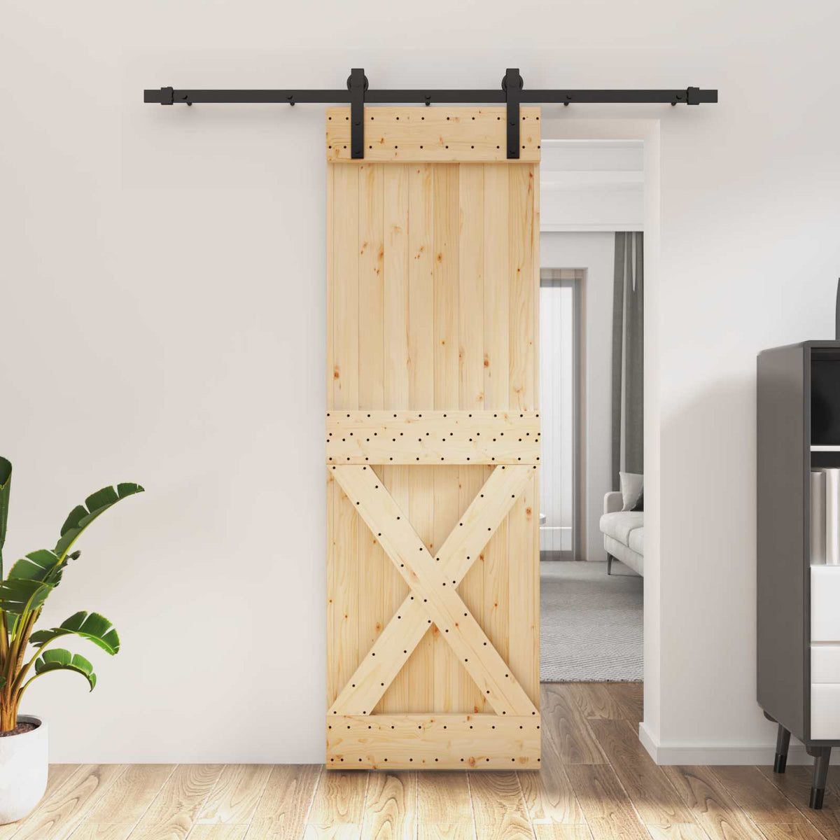 Posuvné Dveře Přirozená A Černá 70 X 210 Cm