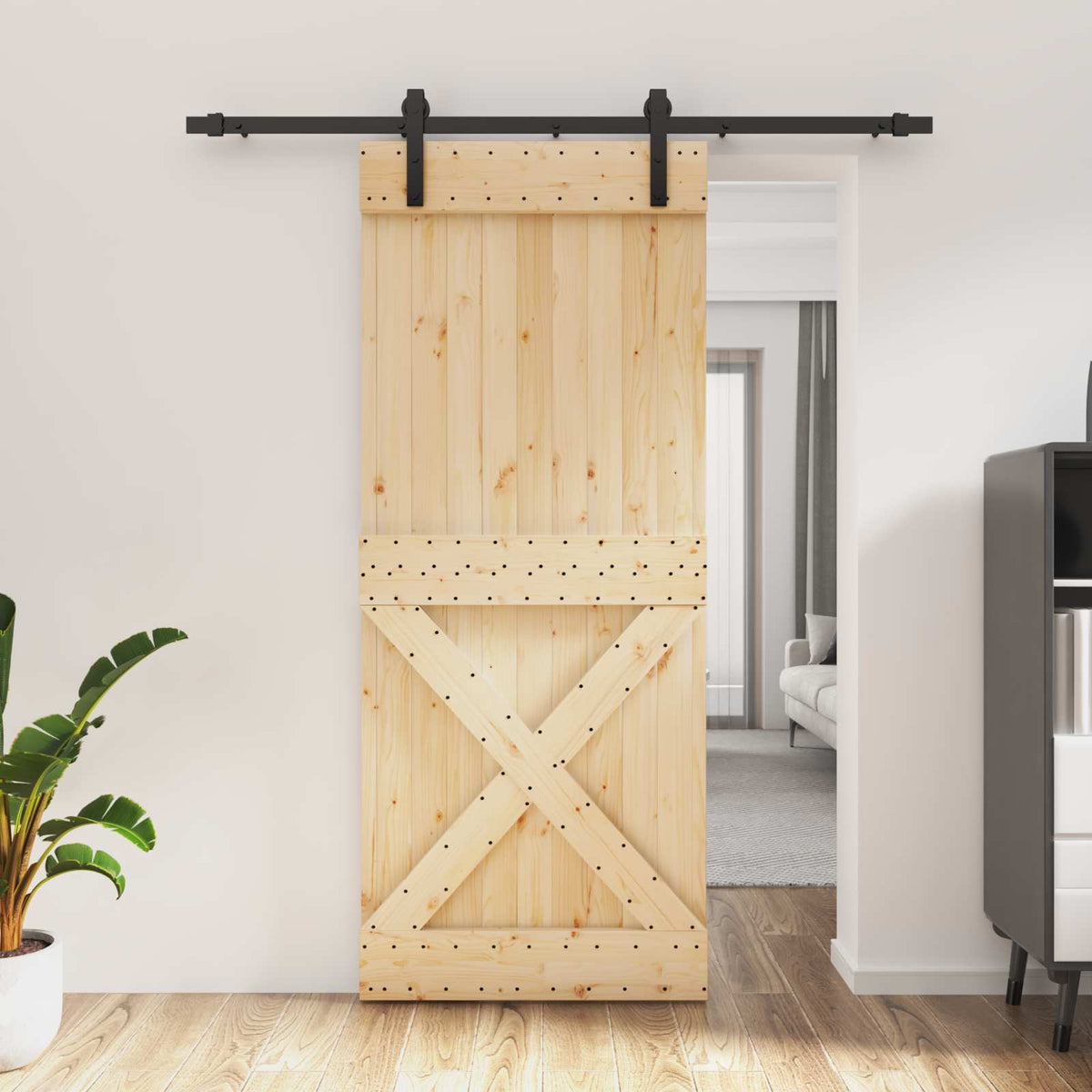 Posuvné Dveře Přirozená A Černá 85 X 210 Cm