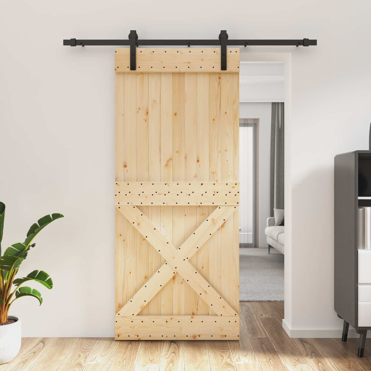 Posuvné Dveře Přirozená A Černá 90 X 210 Cm