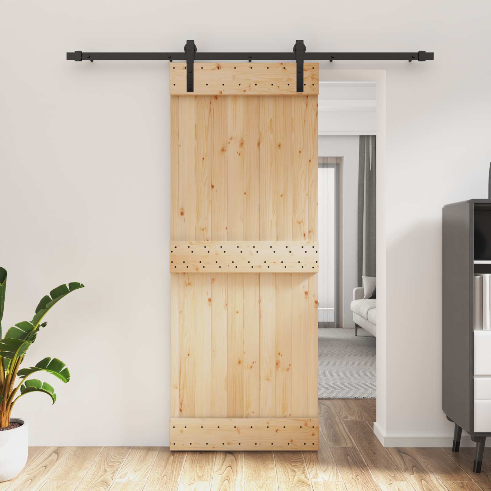 Posuvné Dveře Přirozená A Černá 80 X 210 Cm