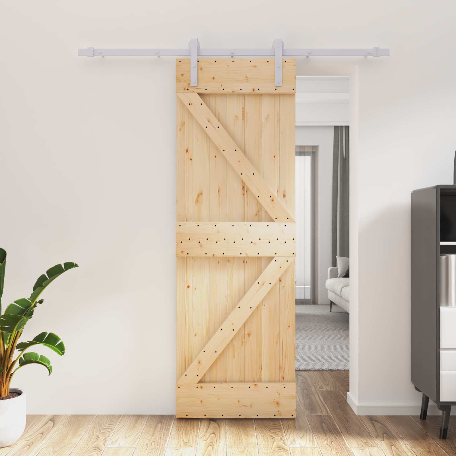 Posuvné Dveře Přírodní A Bílá 70 X 210 Cm Masivní Borové Dřevo
