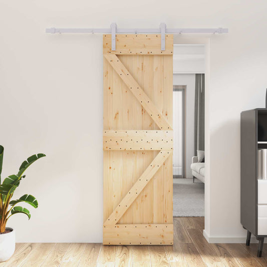 Posuvné Dveře Přírodní A Bílá 70 X 210 Cm Masivní Borové Dřevo