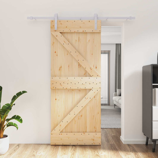Posuvné Dveře Přírodní A Bílá 85 X 210 Cm Masivní Borové Dřevo