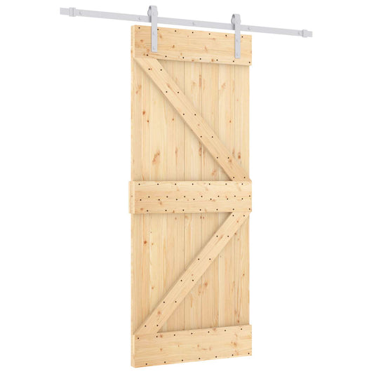 Posuvné Dveře Přírodní A Bílá 85 X 210 Cm Masivní Borové Dřevo