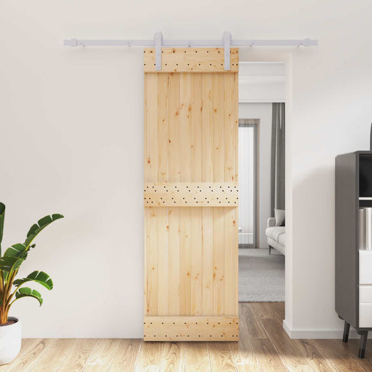 Posuvné Dveře Přírodní A Bílá 70 X 210 Cm Masivní Borové Dřevo