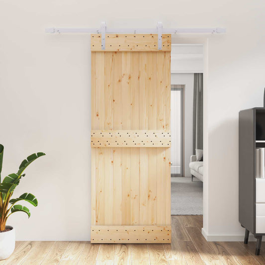 Posuvné Dveře Přírodní A Bílá 80 X 210 Cm Masivní Borové Dřevo