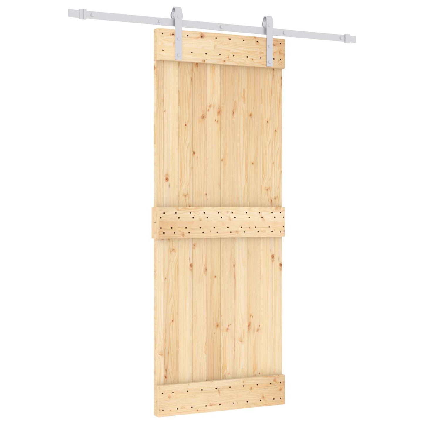 Posuvné Dveře Přírodní A Bílá 80 X 210 Cm Masivní Borové Dřevo
