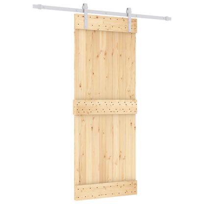 Posuvné Dveře Přírodní A Bílá 80 X 210 Cm Masivní Borové Dřevo