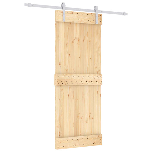Posuvné Dveře Přírodní A Bílá 80 X 210 Cm Masivní Borové Dřevo