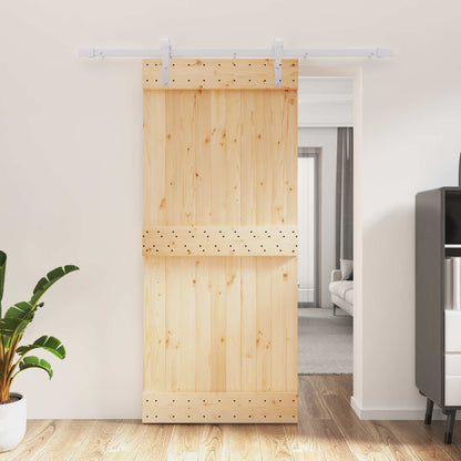 Posuvné Dveře Přírodní A Bílá 90 X 210 Cm Masivní Borové Dřevo