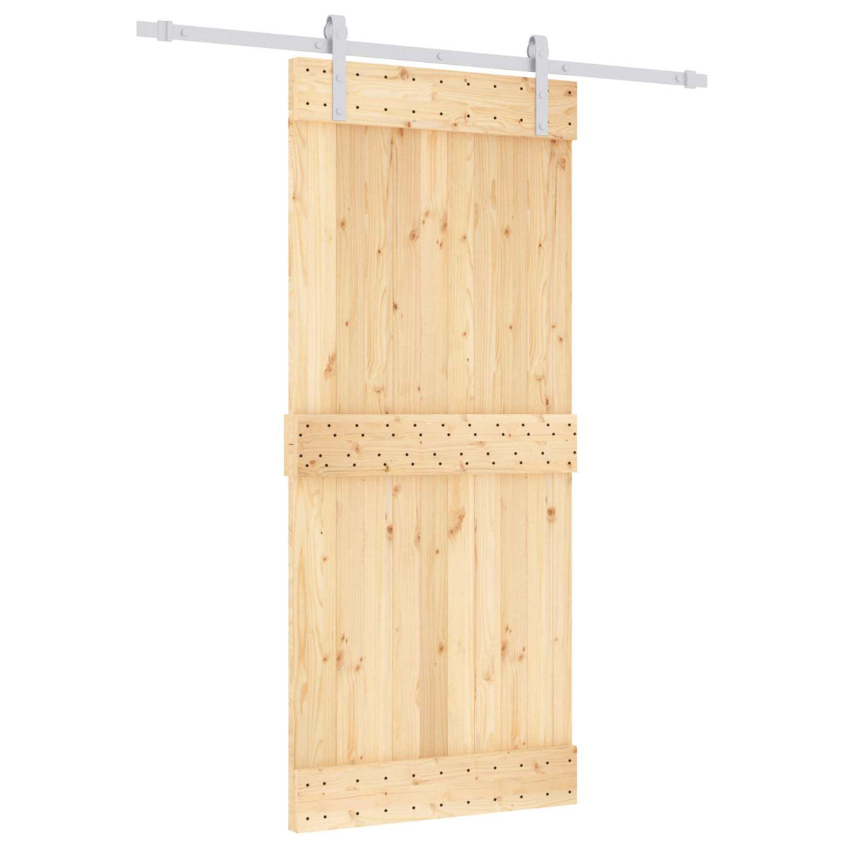 Posuvné Dveře Přírodní A Bílá 90 X 210 Cm Masivní Borové Dřevo