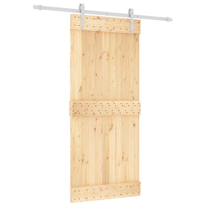 Posuvné Dveře Přírodní A Bílá 90 X 210 Cm Masivní Borové Dřevo