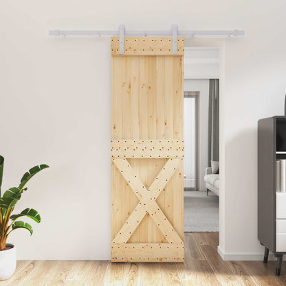 Posuvné Dveře Přírodní A Bílá 70 X 210 Cm Masivní Borové Dřevo