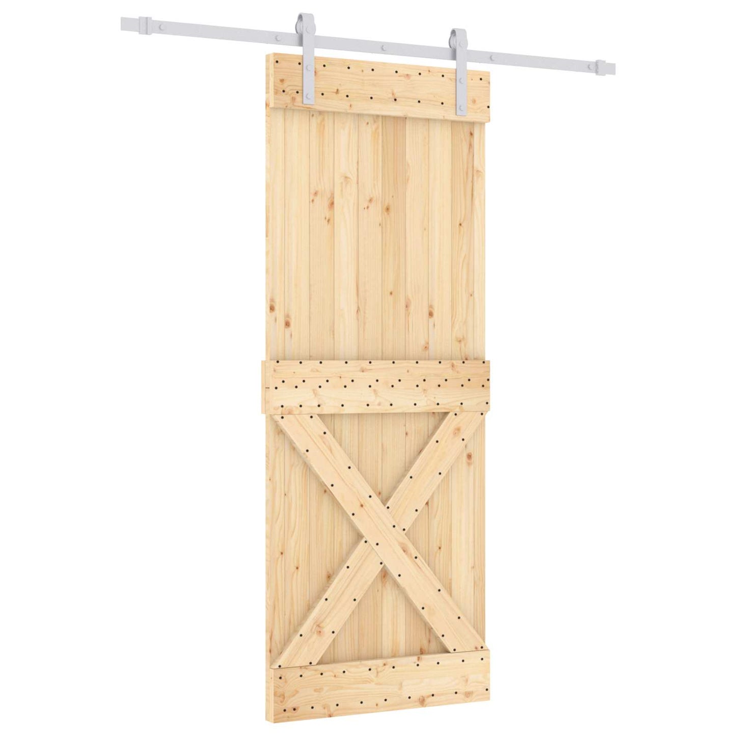 Posuvné Dveře Přírodní A Bílá 80 X 210 Cm Masivní Borové Dřevo