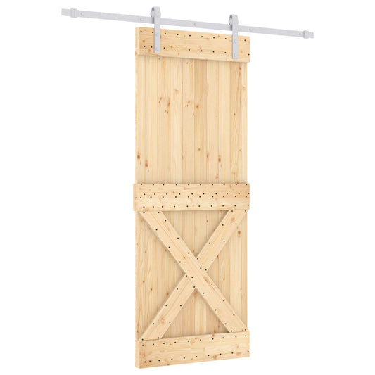 Posuvné Dveře Přírodní A Bílá 80 X 210 Cm Masivní Borové Dřevo