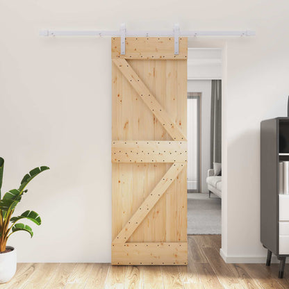 Posuvné Dveře Přírodní A Bílá 70 X 210 Cm Masivní Borové Dřevo