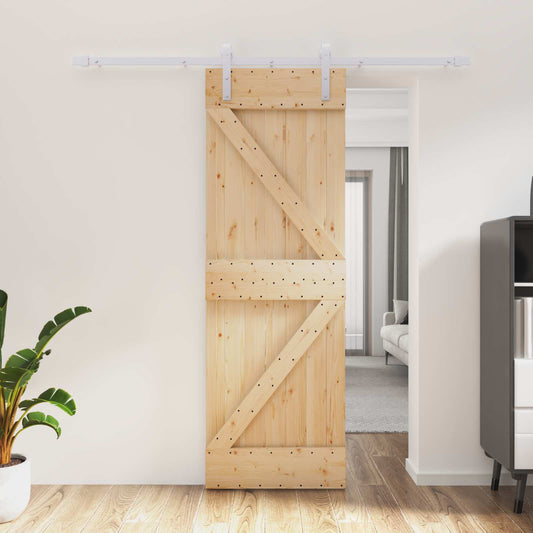 Posuvné Dveře Přírodní A Bílá 70 X 210 Cm Masivní Borové Dřevo