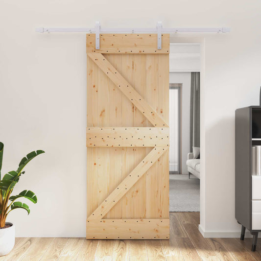 Posuvné Dveře Přírodní A Bílá 85 X 210 Cm Masivní Borové Dřevo