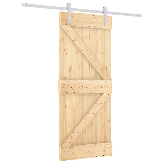 Posuvné Dveře Přírodní A Bílá 85 X 210 Cm Masivní Borové Dřevo
